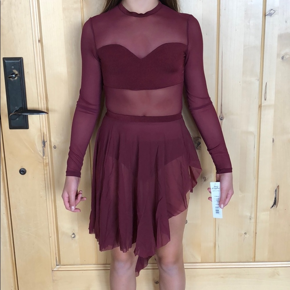 Brand-new burgundy bodysuit and skirt!